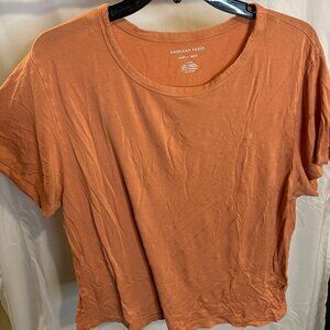 American Eagle Soft & Sexy Cropped Tee – Burnt Orange – Size L
